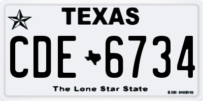 TX license plate CDE6734
