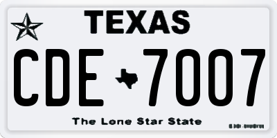 TX license plate CDE7007