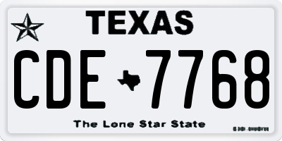 TX license plate CDE7768
