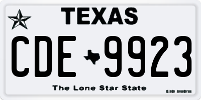 TX license plate CDE9923