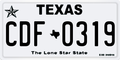 TX license plate CDF0319