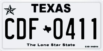 TX license plate CDF0411
