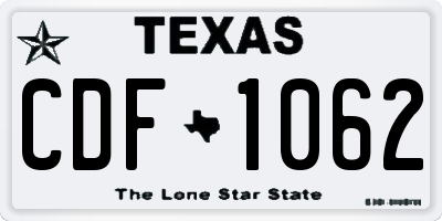 TX license plate CDF1062