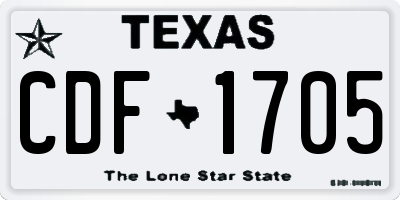 TX license plate CDF1705