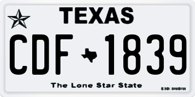 TX license plate CDF1839