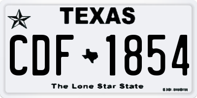TX license plate CDF1854