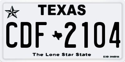 TX license plate CDF2104