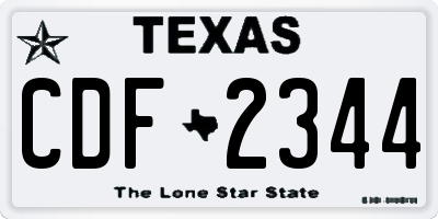 TX license plate CDF2344