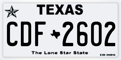 TX license plate CDF2602