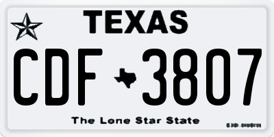 TX license plate CDF3807