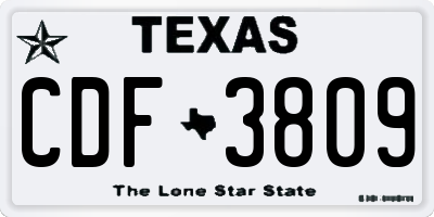 TX license plate CDF3809