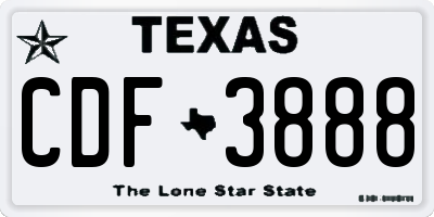 TX license plate CDF3888