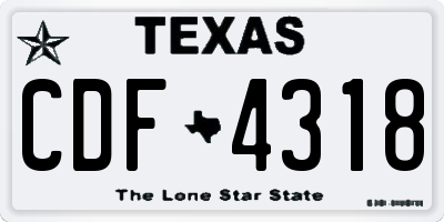 TX license plate CDF4318