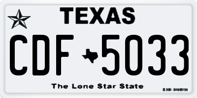 TX license plate CDF5033