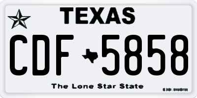 TX license plate CDF5858