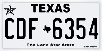 TX license plate CDF6354