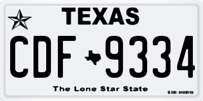 TX license plate CDF9334