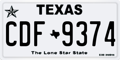 TX license plate CDF9374