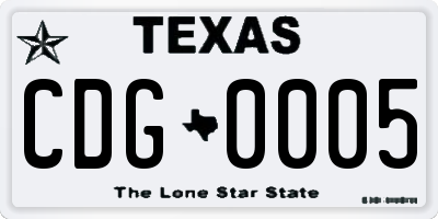 TX license plate CDG0005