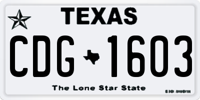 TX license plate CDG1603