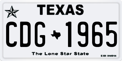 TX license plate CDG1965