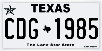 TX license plate CDG1985