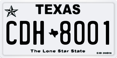 TX license plate CDH8001