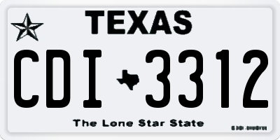 TX license plate CDI3312