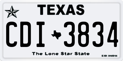 TX license plate CDI3834