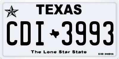 TX license plate CDI3993