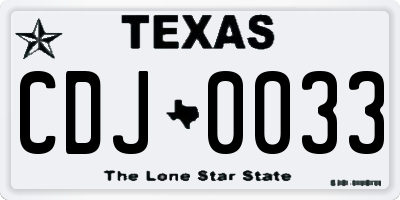 TX license plate CDJ0033