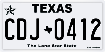 TX license plate CDJ0412