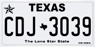 TX license plate CDJ3039