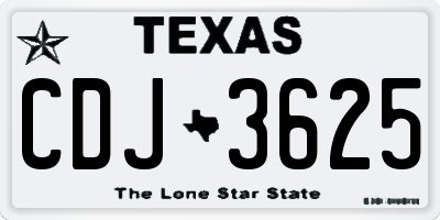 TX license plate CDJ3625