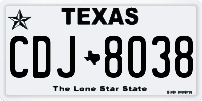 TX license plate CDJ8038