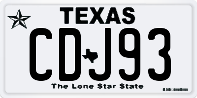 TX license plate CDJ93