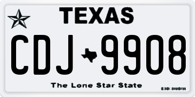 TX license plate CDJ9908