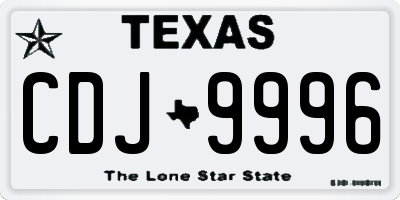 TX license plate CDJ9996