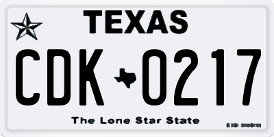 TX license plate CDK0217