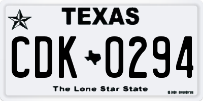 TX license plate CDK0294