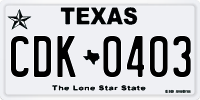 TX license plate CDK0403