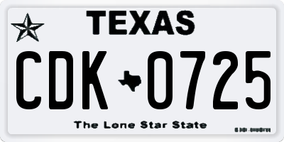 TX license plate CDK0725