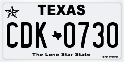 TX license plate CDK0730