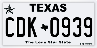 TX license plate CDK0939