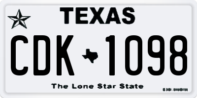 TX license plate CDK1098