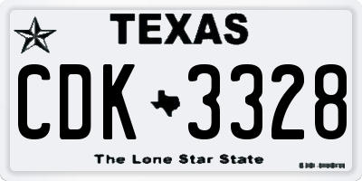 TX license plate CDK3328