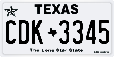 TX license plate CDK3345