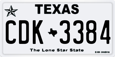 TX license plate CDK3384