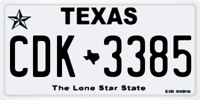TX license plate CDK3385