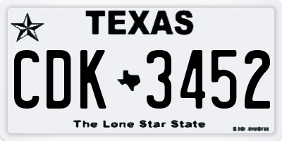 TX license plate CDK3452